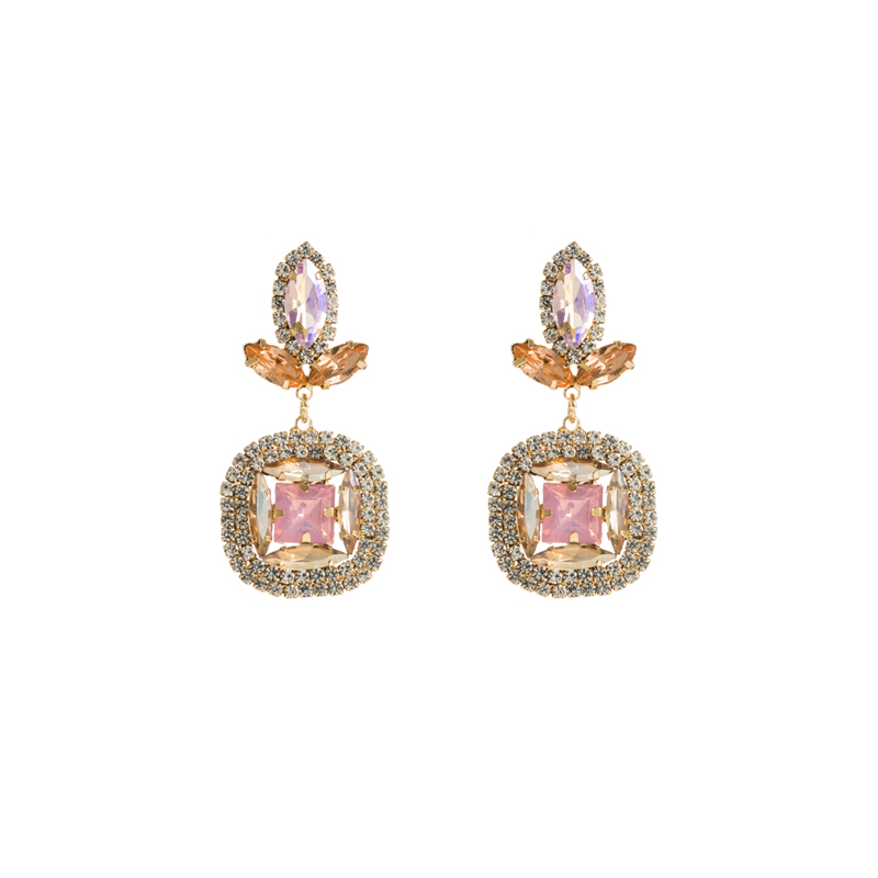 1 Pair Luxurious Geometric Alloy Inlay Rhinestones Glass Chandelier Earrings Drop Earrings display picture 5