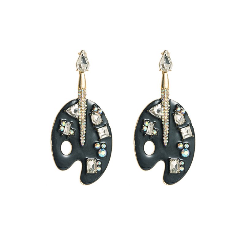 1 Pair Fashion Geometric Alloy Enamel Rhinestones Glass Gold Plated Women's Drop Earrings display picture 5