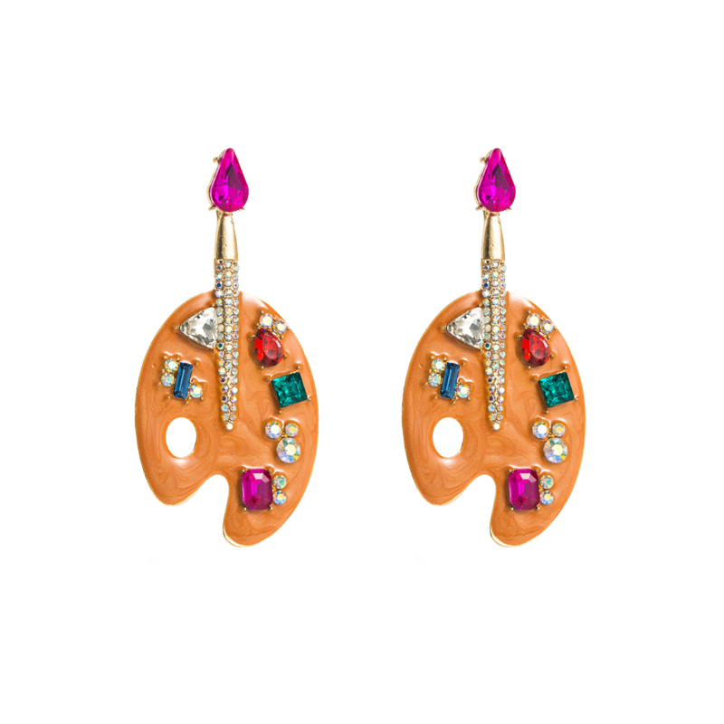 1 Pair Fashion Geometric Alloy Enamel Rhinestones Glass Gold Plated Women's Drop Earrings display picture 6