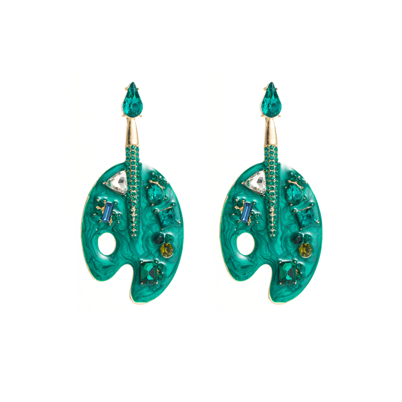 1 Pair Fashion Geometric Alloy Enamel Rhinestones Glass Gold Plated Women's Drop Earrings display picture 8
