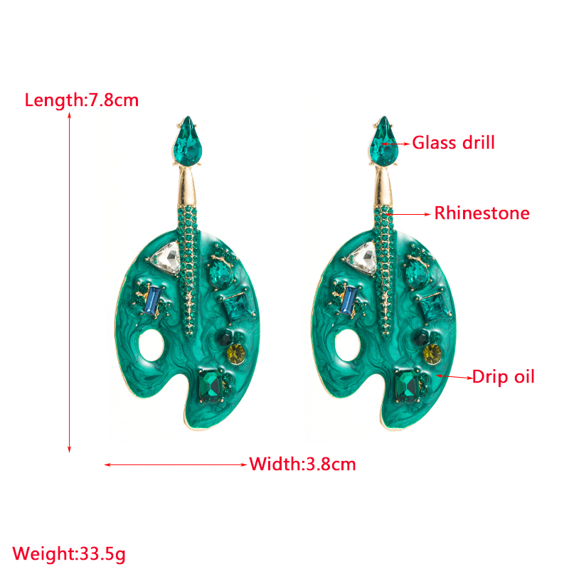 1 Pair Fashion Geometric Alloy Enamel Rhinestones Glass Gold Plated Women's Drop Earrings display picture 1