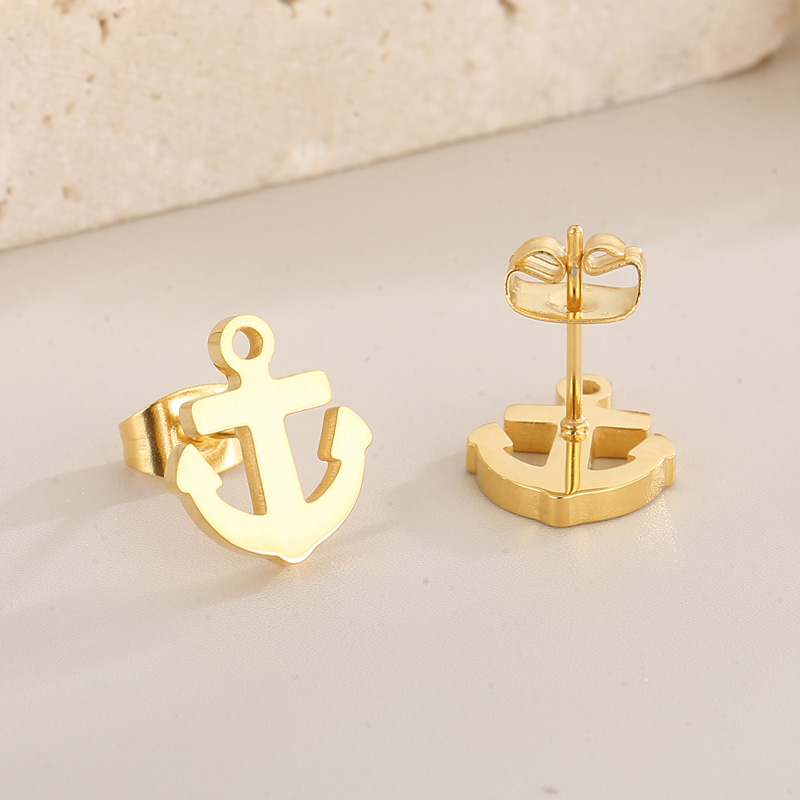 1 Pair Fashion Anchor Stainless Steel Plating Ear Studs display picture 1