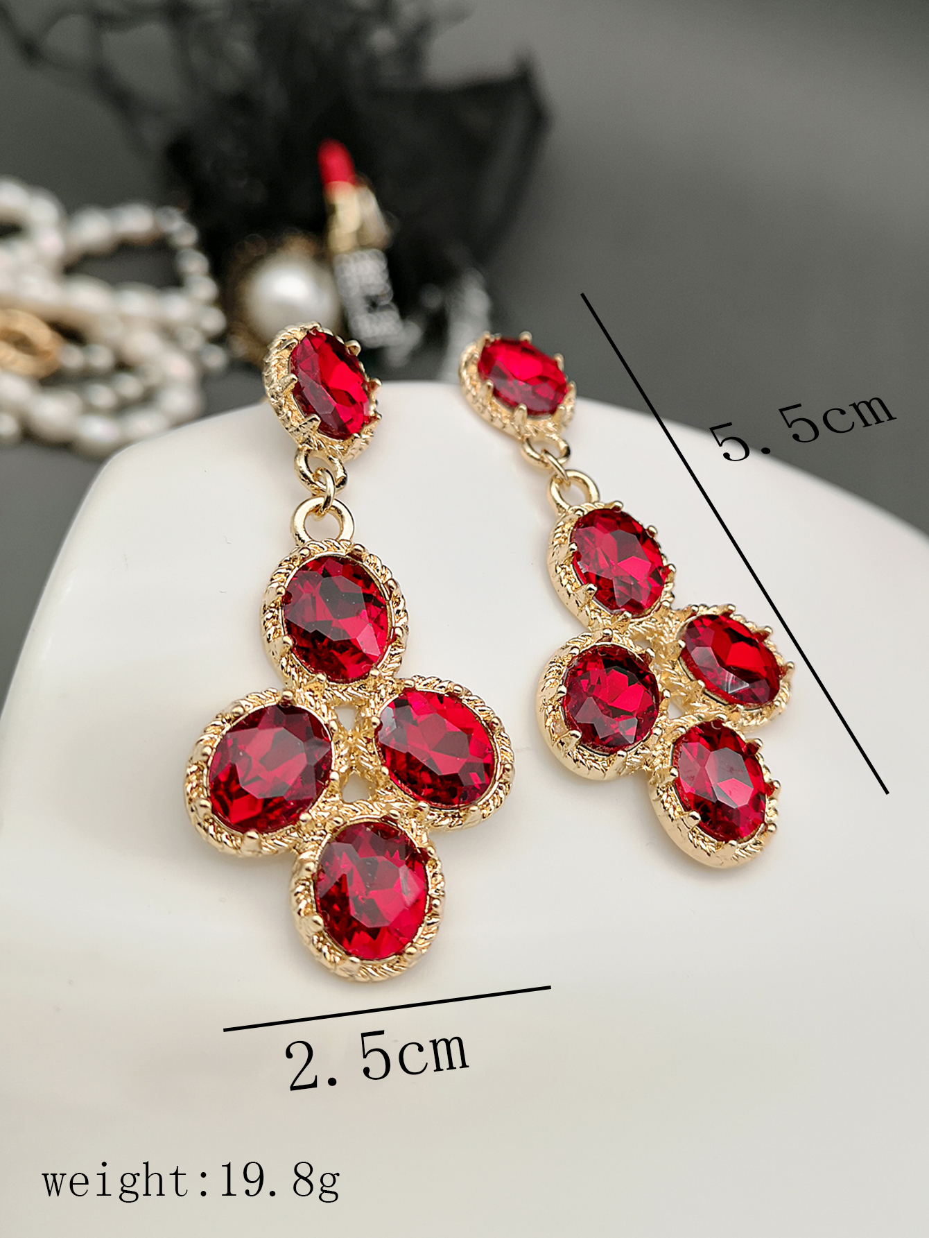 1 Pair Retro Round Metal Inlay Artificial Crystal Gold Plated Women's Drop Earrings display picture 3