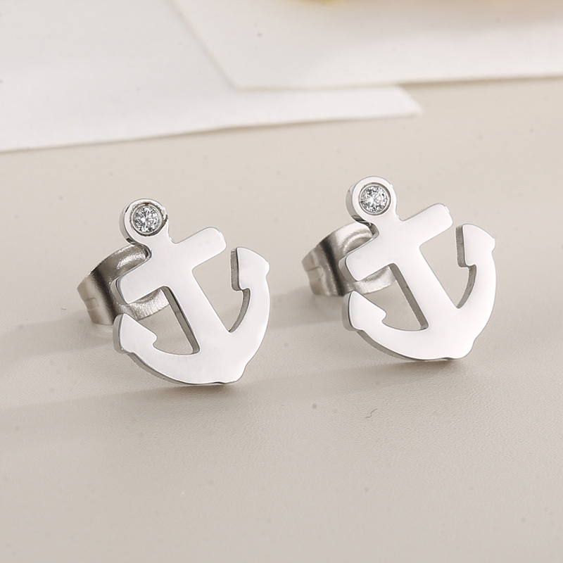1 Pair Fashion Anchor Stainless Steel Plating Ear Studs display picture 12