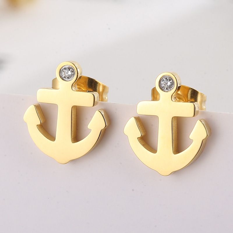 1 Pair Fashion Anchor Stainless Steel Plating Ear Studs display picture 4