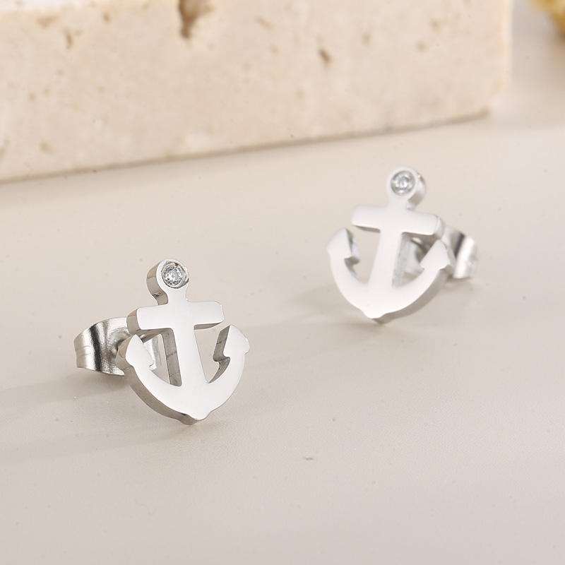 1 Pair Fashion Anchor Stainless Steel Plating Ear Studs display picture 3