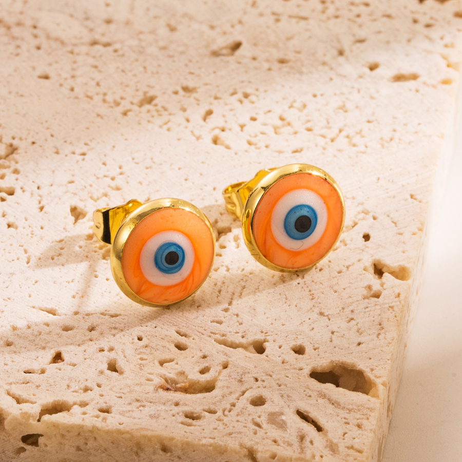 1 Pair Fashion Devil's Eye Enamel Copper 18k Gold Plated Ear Studs display picture 7