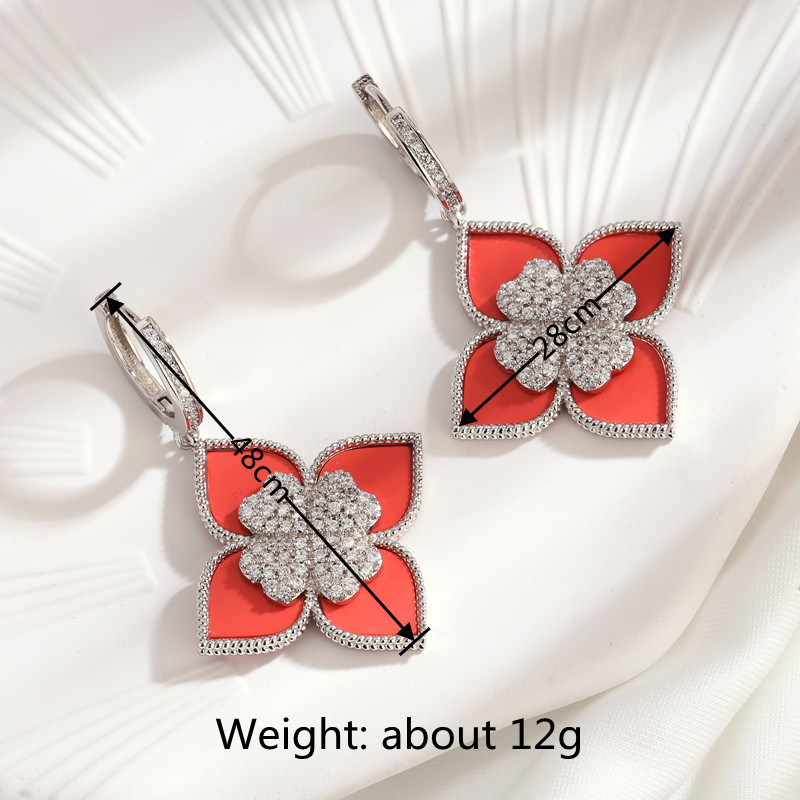 Wholesale Jewelry 1 Pair Fashion Flower Metal Zircon White Gold Plated Dangling Earrings display picture 8