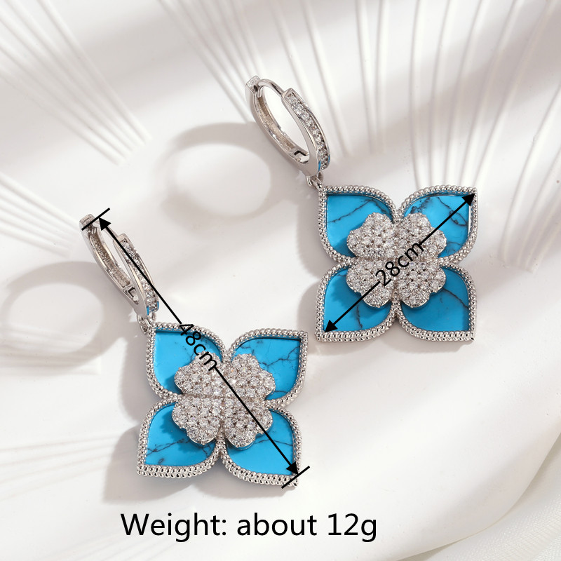Wholesale Jewelry 1 Pair Fashion Flower Metal Zircon White Gold Plated Dangling Earrings display picture 7