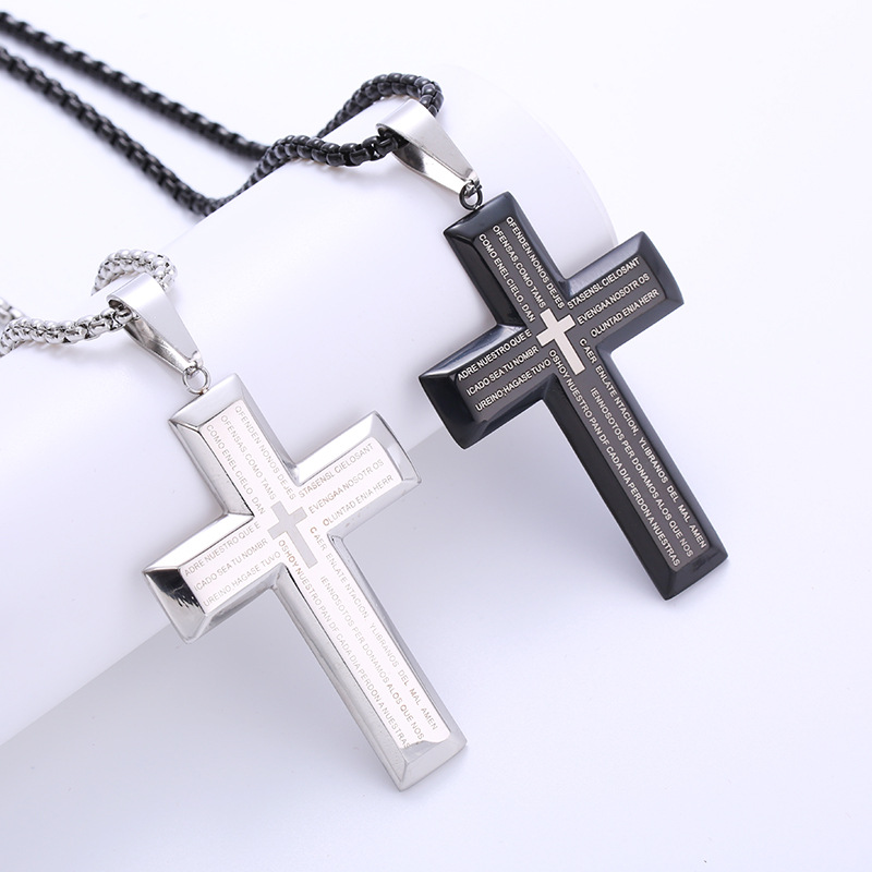 1 Piece Hip-hop Cross Stainless Steel Plating 18k Gold Plated Men's Pendant Necklace display picture 2