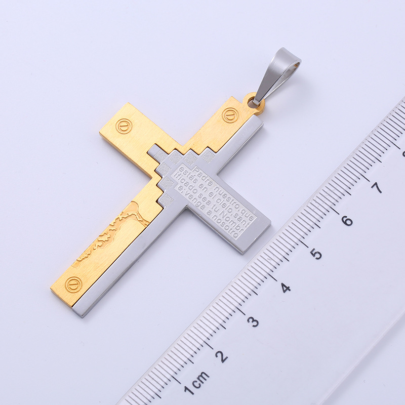 1 Piece Hip-hop Cross Stainless Steel Plating 18k Gold Plated Men's Pendant Necklace display picture 3