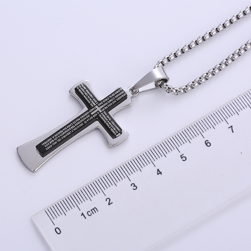 1 Piece Hip-hop Cross Stainless Steel Plating 18k Gold Plated Men's Pendant Necklace display picture 4