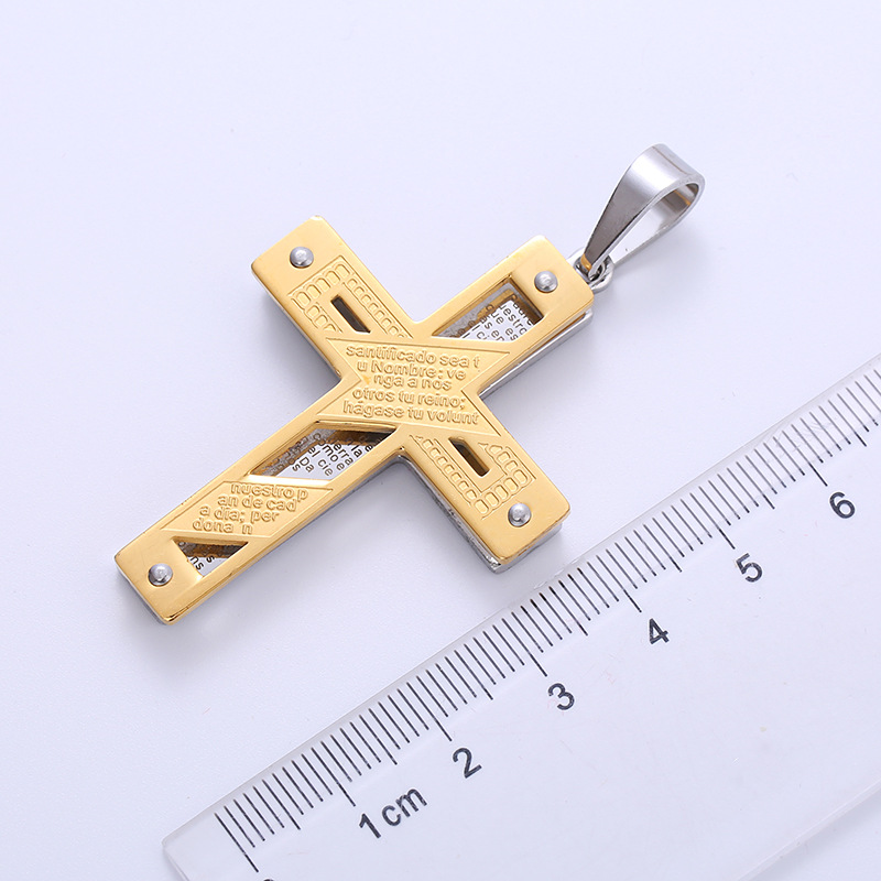 1 Piece Hip-hop Cross Stainless Steel Plating 18k Gold Plated Men's Pendant Necklace display picture 6