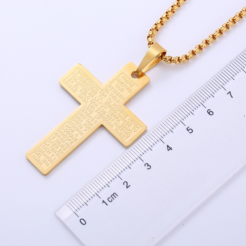 1 Piece Hip-hop Cross Stainless Steel Plating 18k Gold Plated Men's Pendant Necklace display picture 8