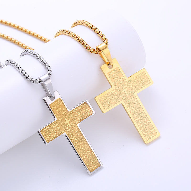 1 Piece Hip-hop Cross Stainless Steel Plating 18k Gold Plated Men's Pendant Necklace display picture 9