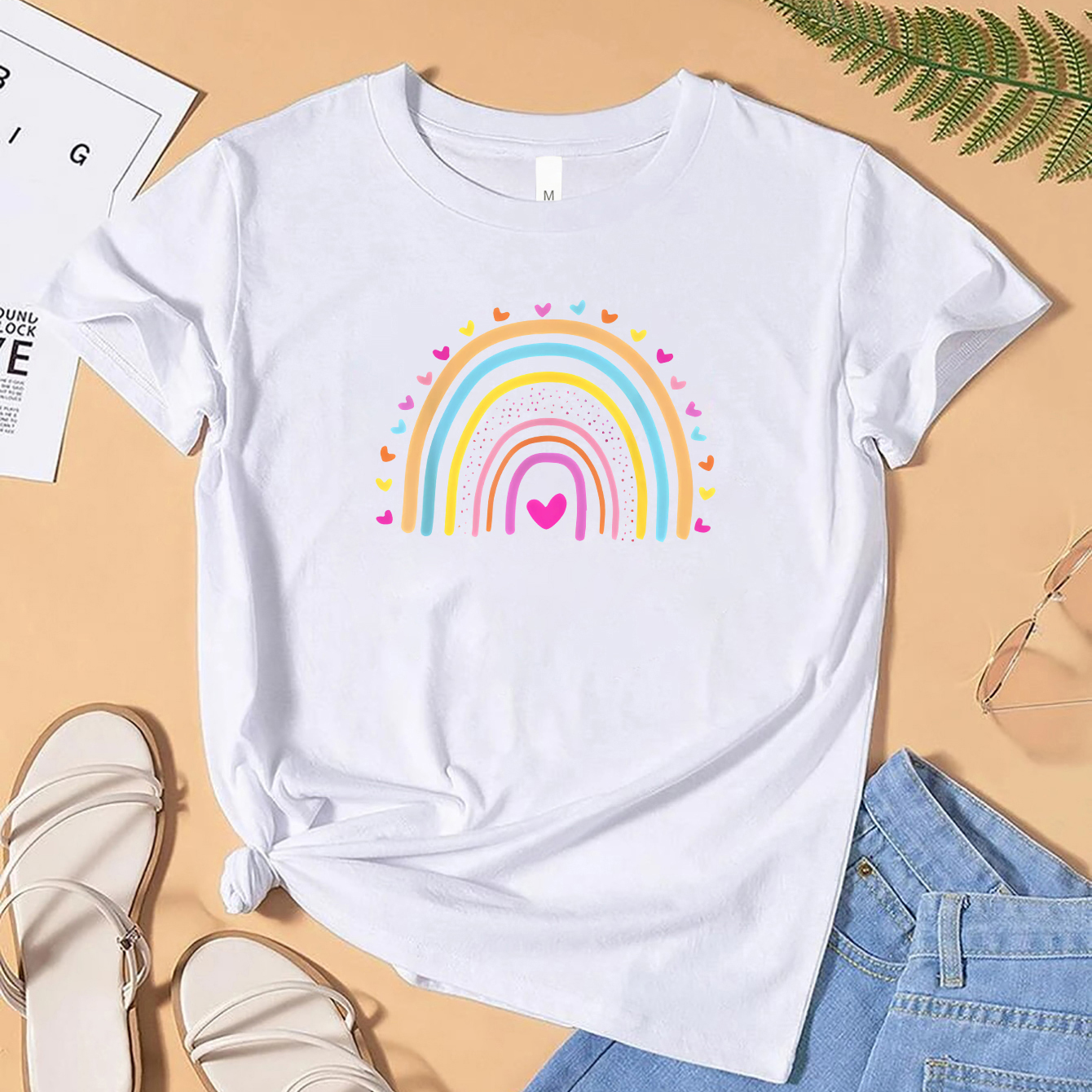 Women's T-shirt Short Sleeve T-shirts Patchwork Simple Style Abstract Heart Shape display picture 2