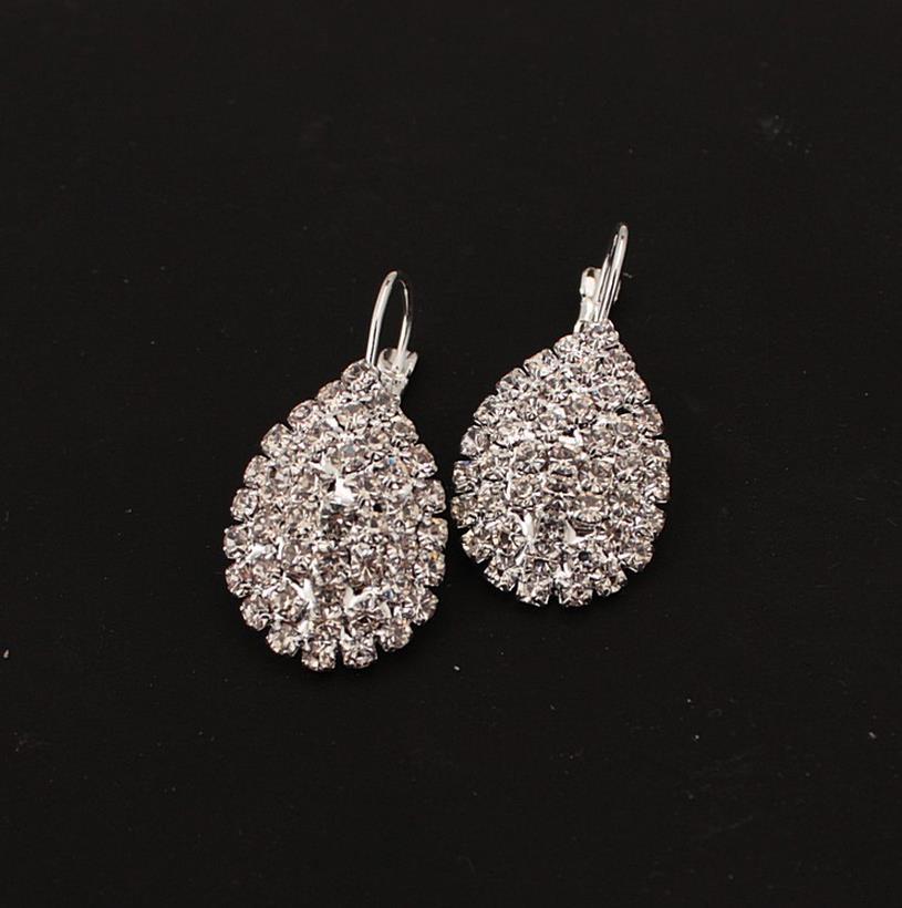 1 Pair Fashion Water Droplets Rhinestone Plating Inlay Rhinestones Silver Plated Women's Drop Earrings display picture 3