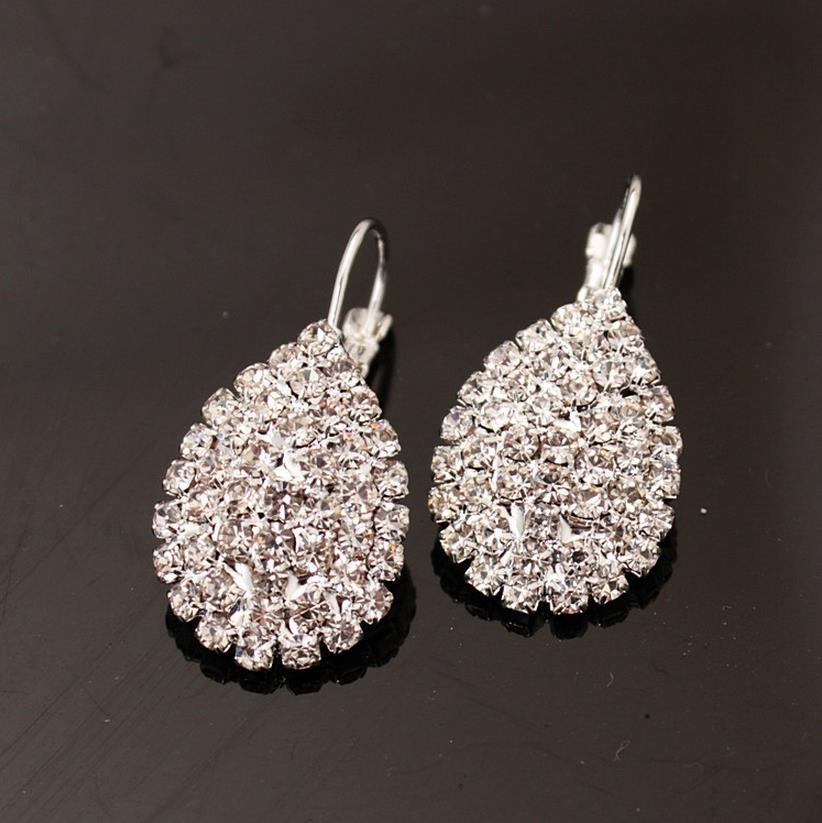 1 Pair Fashion Water Droplets Rhinestone Plating Inlay Rhinestones Silver Plated Women's Drop Earrings display picture 5