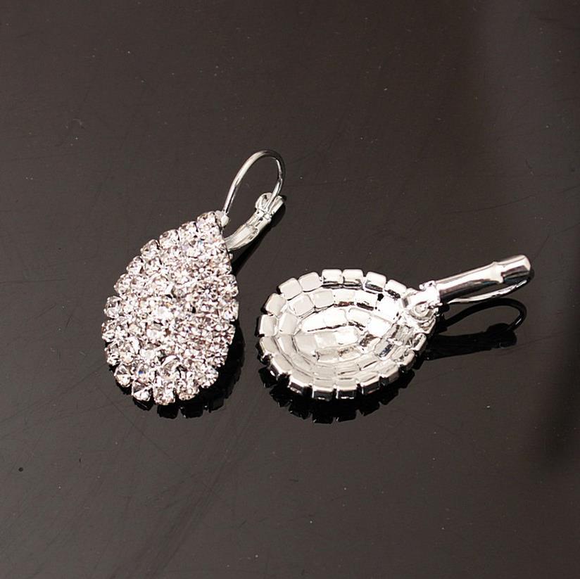 1 Pair Fashion Water Droplets Rhinestone Plating Inlay Rhinestones Silver Plated Women's Drop Earrings display picture 1