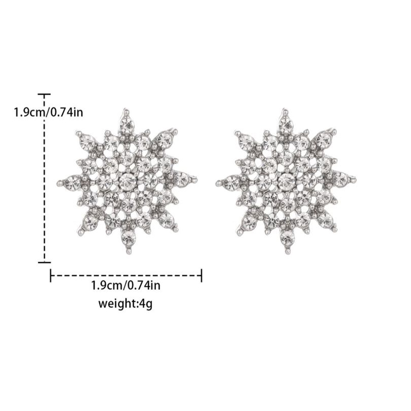 1 Pair Fashion Snowflake Alloy Inlay Rhinestones Women's Ear Studs display picture 1