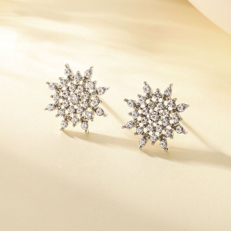 1 Par Moda Copo De Nieve Aleación Embutido Diamantes De Imitación Mujeres Pendientes display picture 4