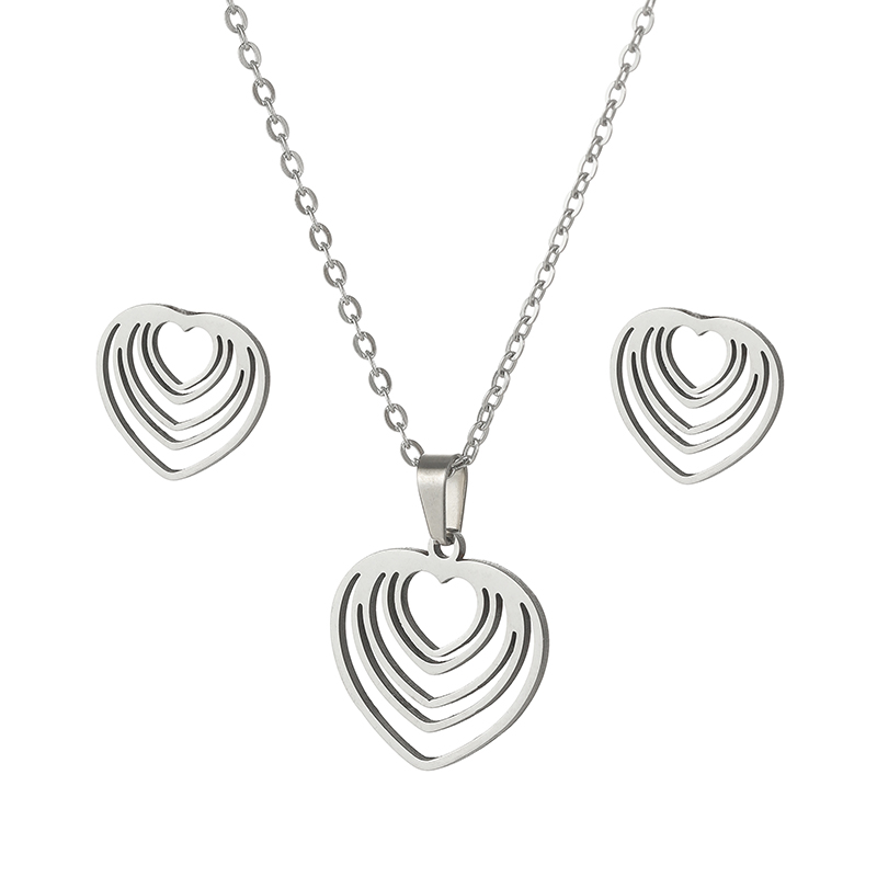 Titanium Steel Sweet Plating Heart Shape Earrings Necklace display picture 33