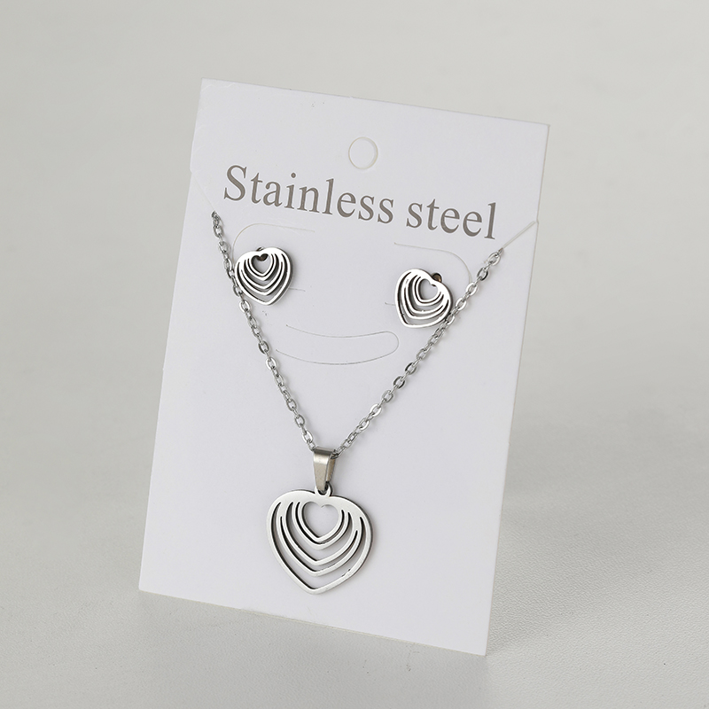 Titanium Steel Sweet Plating Heart Shape Earrings Necklace display picture 27