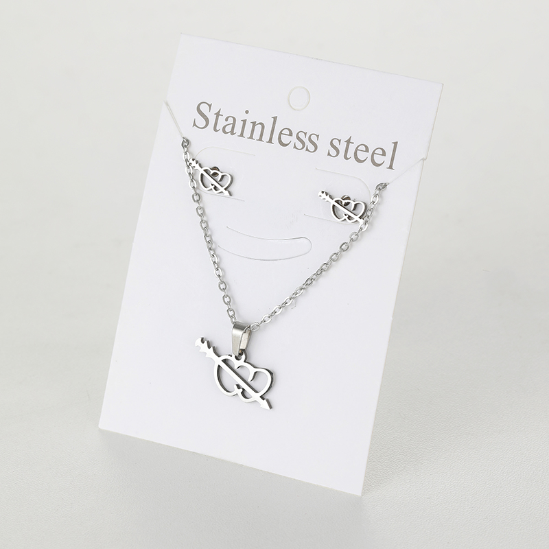 Titanium Steel Sweet Plating Heart Shape Earrings Necklace display picture 16