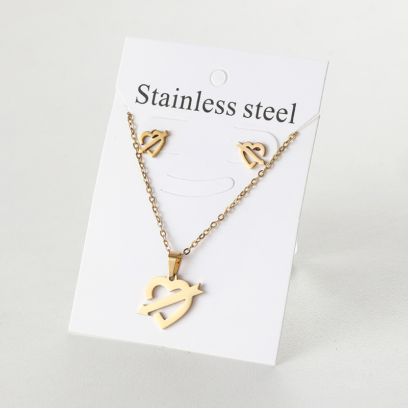 Titanium Steel Sweet Plating Heart Shape Earrings Necklace display picture 19