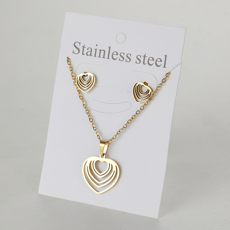 Titanium Steel Sweet Plating Heart Shape Earrings Necklace display picture 24