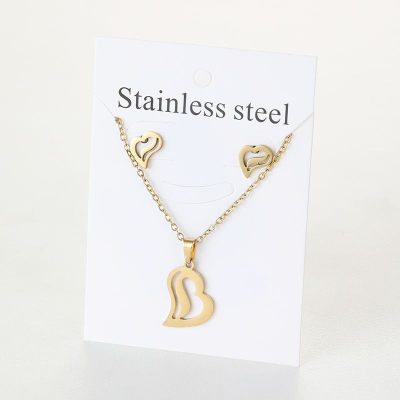 Titanium Steel Sweet Plating Heart Shape Earrings Necklace display picture 25