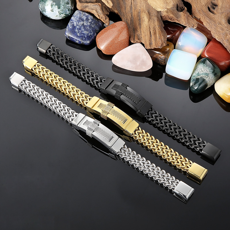 1 Piece Hip-hop Cross Titanium Steel Plating Men's Bracelets display picture 12