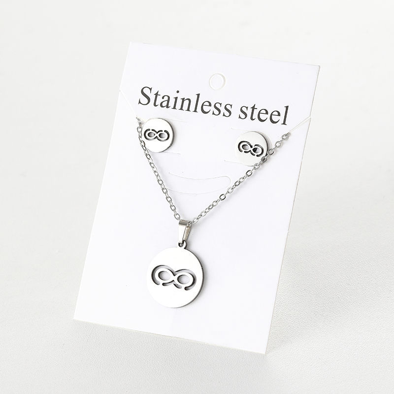 Einfacher Stil Unendlichkeit Titan Stahl Aushöhlen Ohrringe Halskette 1 Satz display picture 11