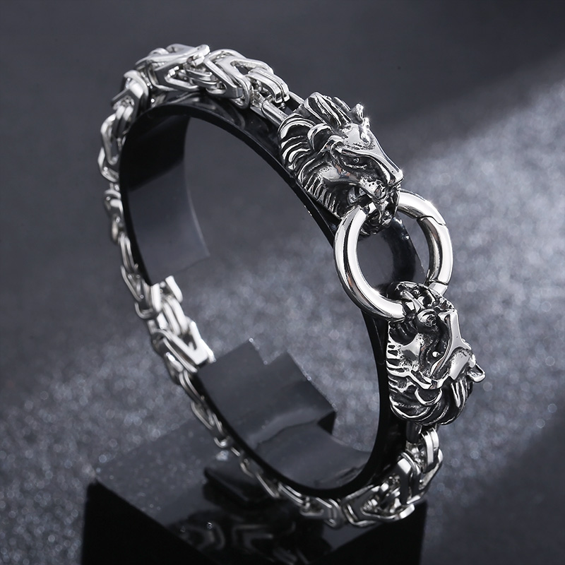 1 Piece Hip-hop Lion Titanium Steel Plating Men's Bracelets display picture 1