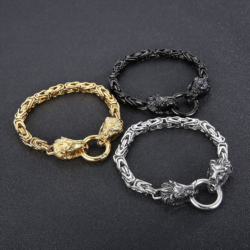 1 Piece Hip-hop Lion Titanium Steel Plating Men's Bracelets display picture 11