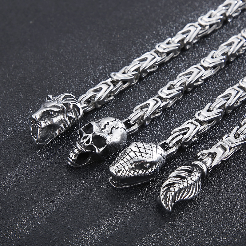 1 Piece Hip-hop Lion Skull Dragon Titanium Steel Plating Men's Bracelets display picture 2