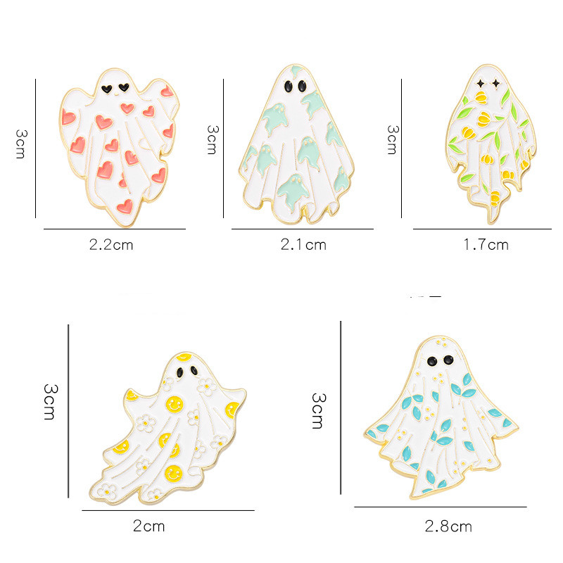 Cute Heart Shape Flower Ghost Alloy Plating Unisex Brooches display picture 5