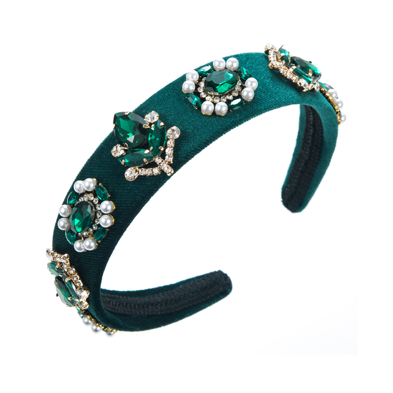 Glam Flower Flannel Inlay Artificial Gemstones Rhinestones Pearl Hair Band 1 Piece display picture 8