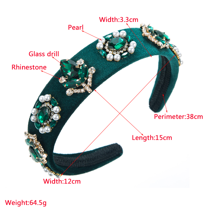 Glam Flower Flannel Inlay Artificial Gemstones Rhinestones Pearl Hair Band 1 Piece display picture 1