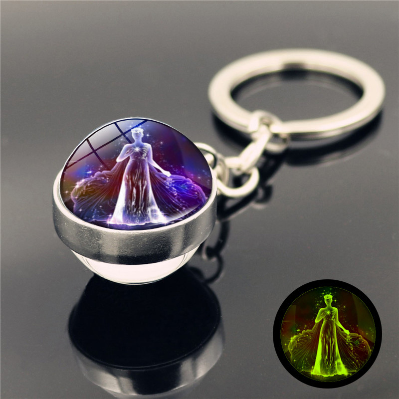 Fashion Constellation Stainless Steel Plating Glass Keychain display picture 1