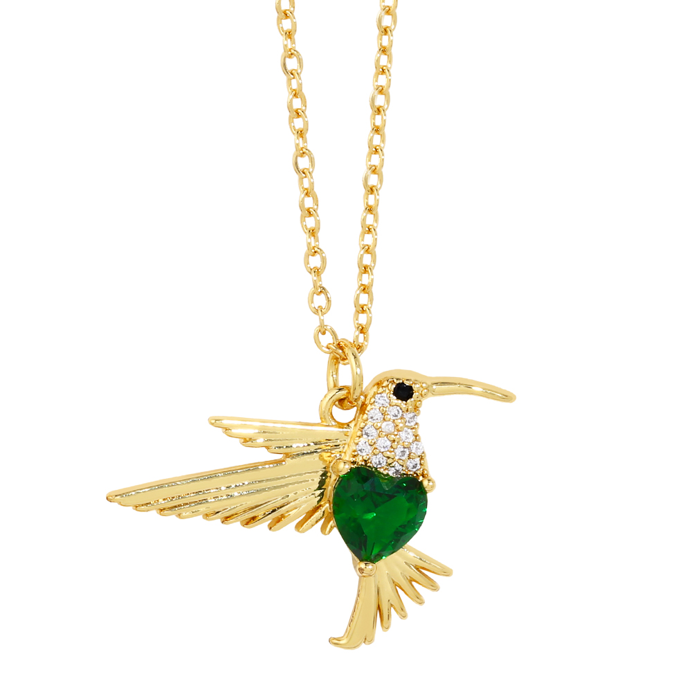 1 Pièce Mode Forme De Cœur Oiseau Le Cuivre Placage Incruster Zircon Pendentif display picture 4