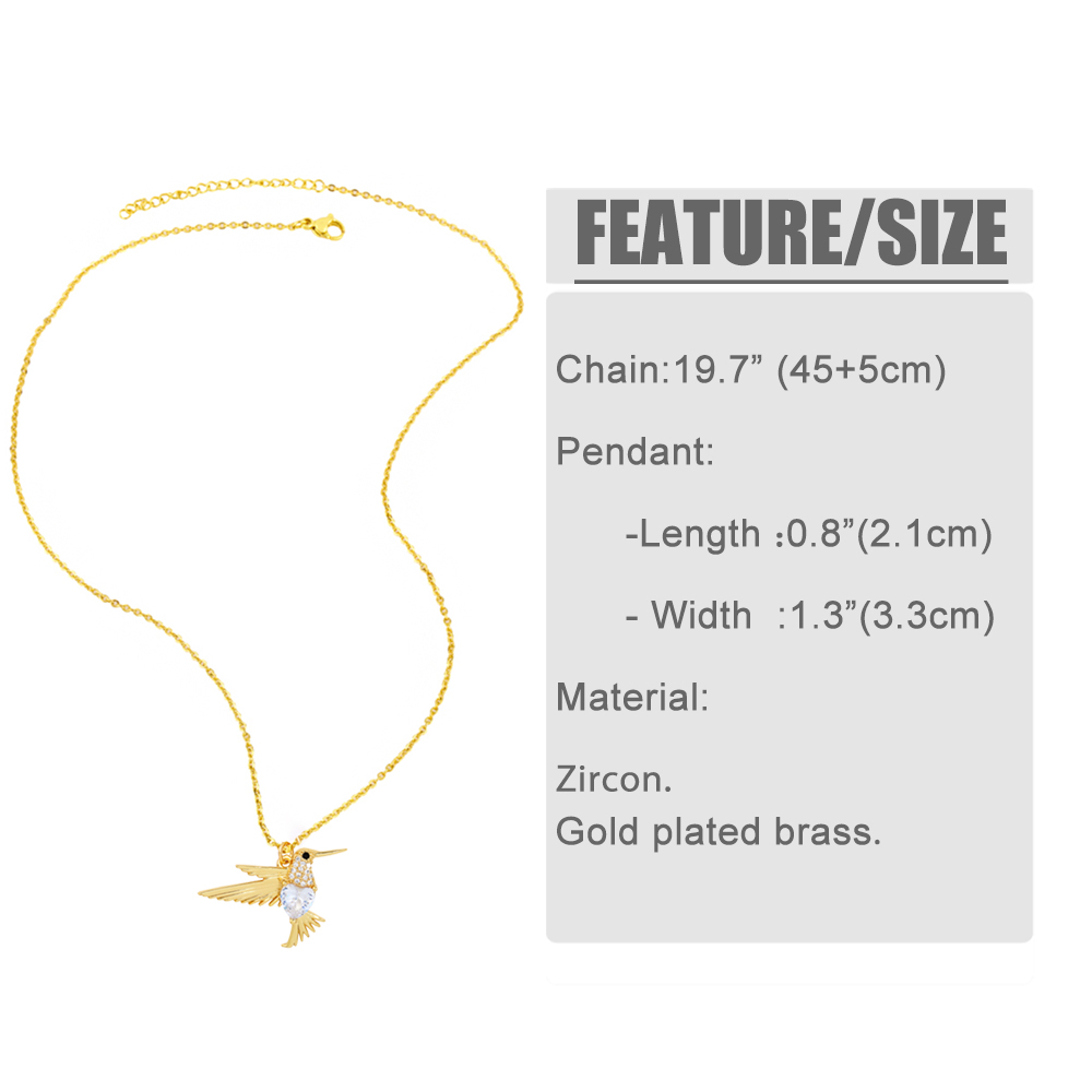 1 Piece Fashion Heart Shape Bird Copper Plating Inlay Zircon Pendant Necklace display picture 1
