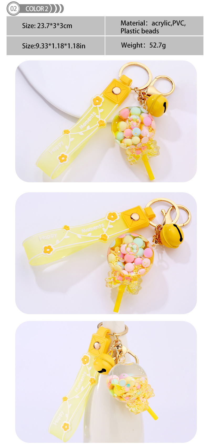 Cute Lollipop Flower Pvc Arylic Quicksand Bag Pendant Keychain display picture 6