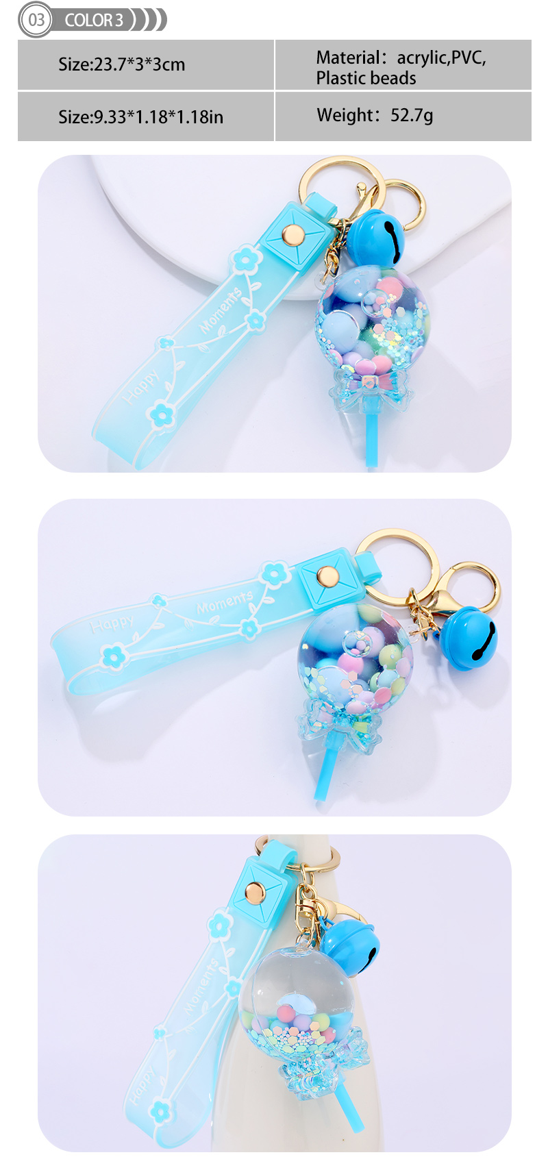 Cute Lollipop Flower Pvc Arylic Quicksand Bag Pendant Keychain display picture 3