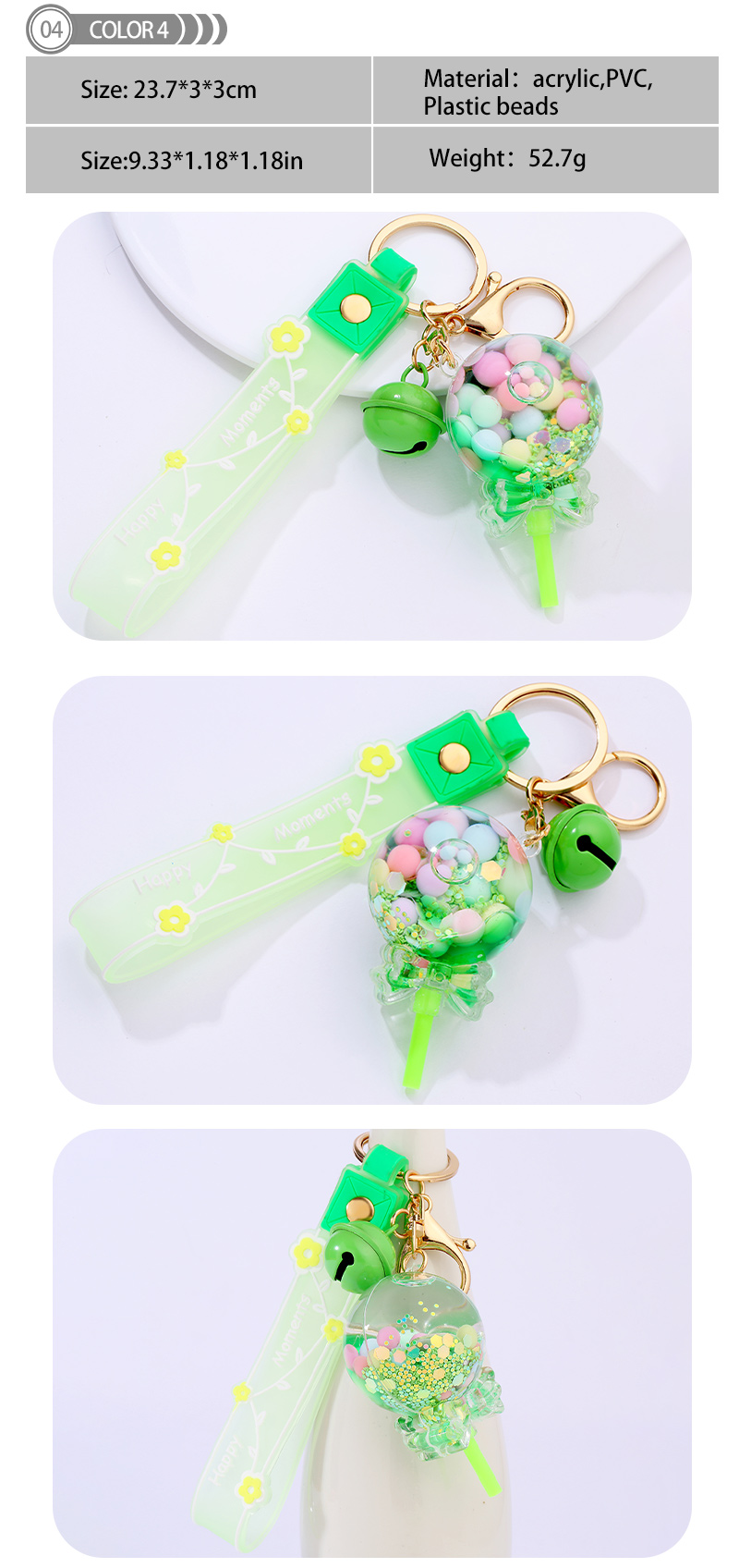 Cute Lollipop Flower Pvc Arylic Quicksand Bag Pendant Keychain display picture 4