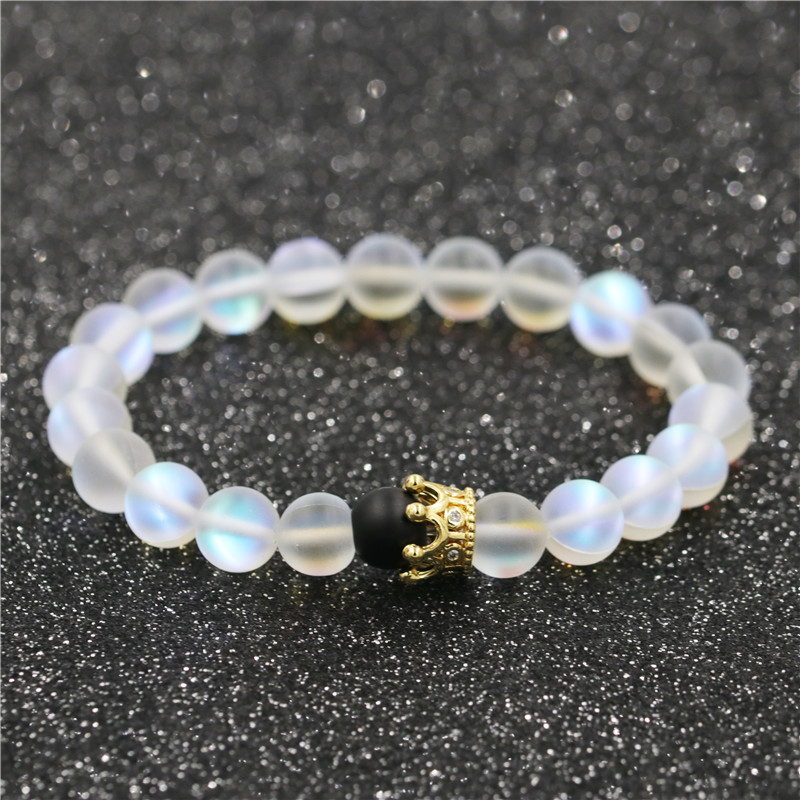 1 Piece Fashion Crown Moonstone Beaded Unisex Bracelets display picture 5