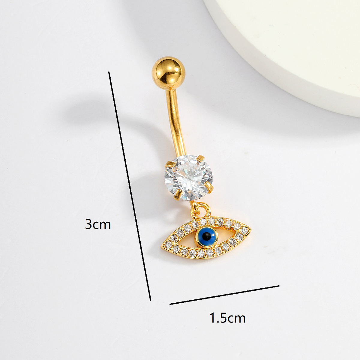 Fashion Leaf Devil's Eye Butterfly Stainless Steel Plating Zircon 18k Gold Plated Belly Ring display picture 2