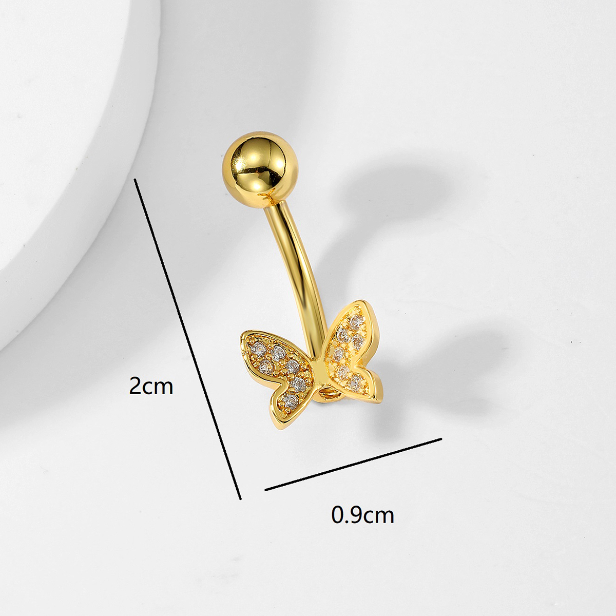 Fashion Leaf Devil's Eye Butterfly Stainless Steel Plating Zircon 18k Gold Plated Belly Ring display picture 17