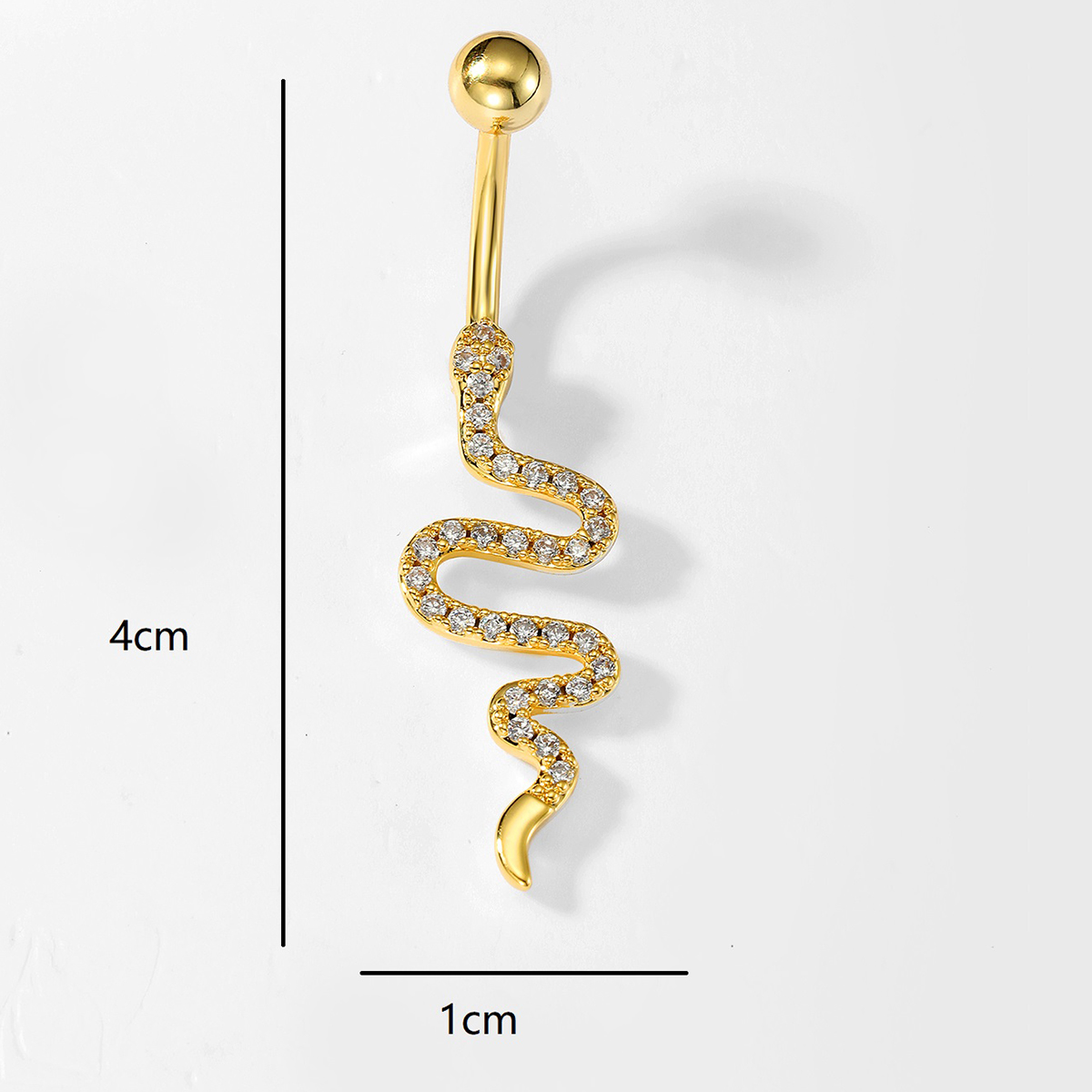 1 Piece Sexy Snake Stainless Steel Plating Zircon Belly Ring display picture 4