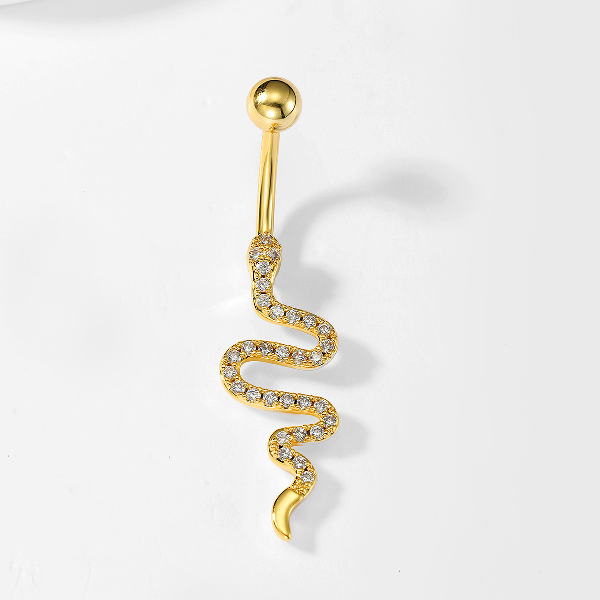1 Piece Sexy Snake Stainless Steel Plating Zircon Belly Ring display picture 6